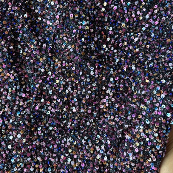 Parker Multicolor Sequin Long Sleeve Dress Open Back Detail - Picture 15 of 15